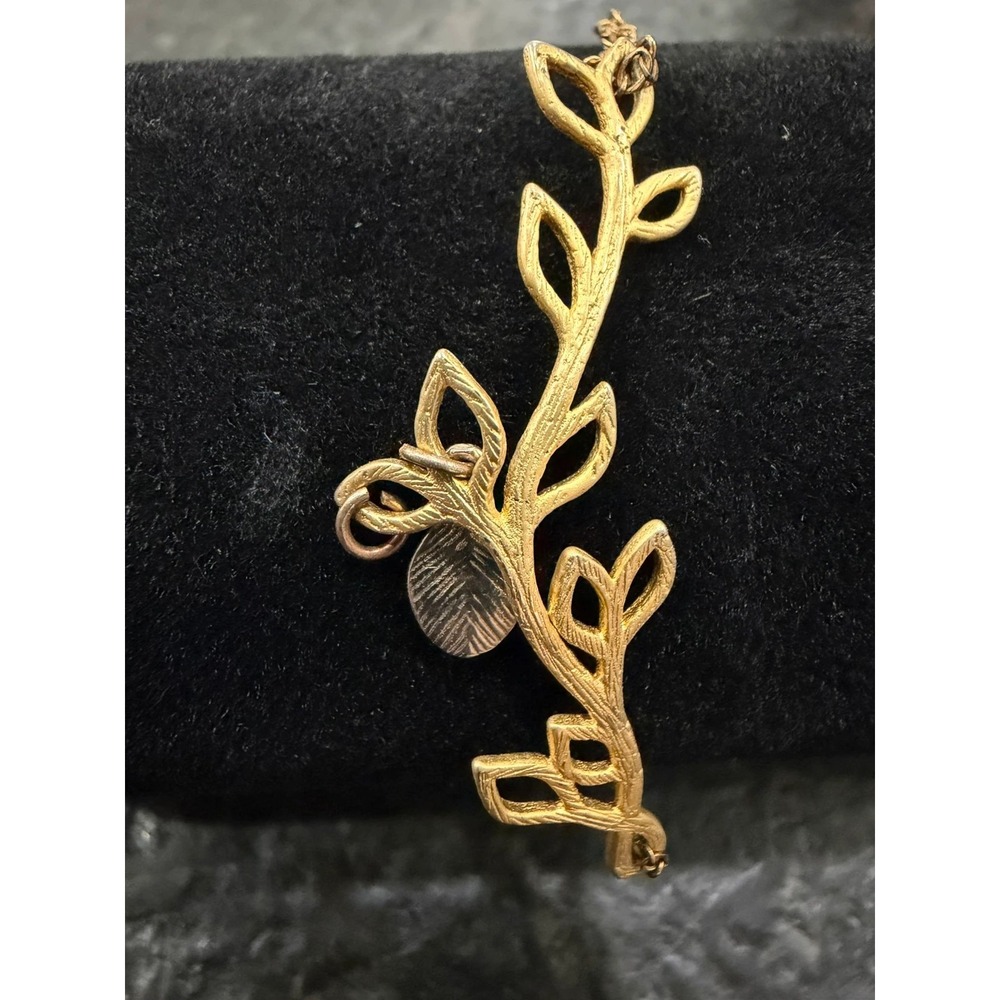 Kendra Scott Gold Tone Vine Leaf Double‎ Chain Bracelet Botanical